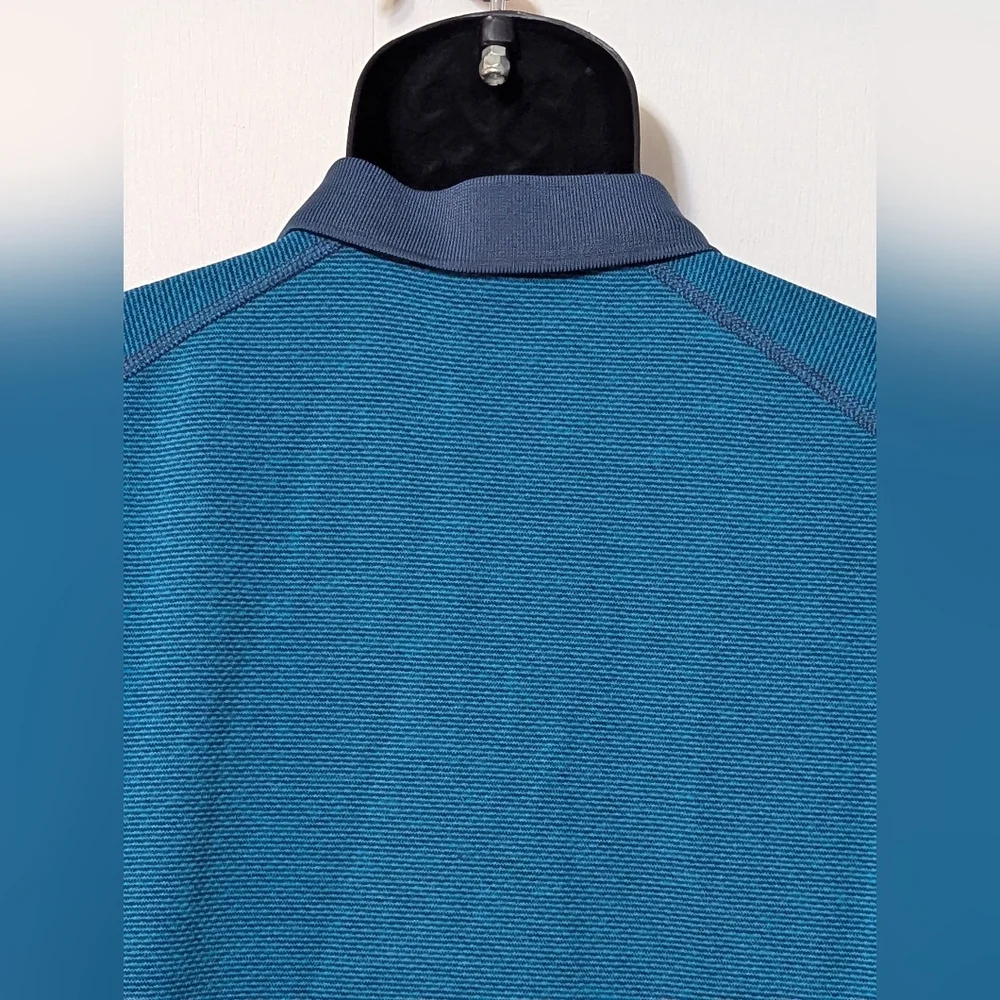 Men's The North Face Short Sleeve Polo Shirt Flash Dry Blue Striped XL